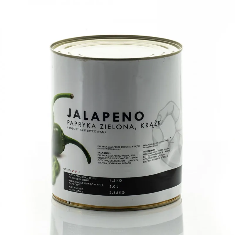 Papryka jalapeno zielona plastry 2,85 kg (1,5 kg po odsączeniu)