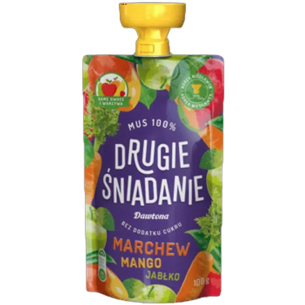 Mus owocowy 100% jabłko-marchew-mango Drugie śniadanie 100 g