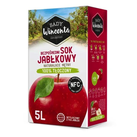 Sok jabłkowy tłoczony 5 l