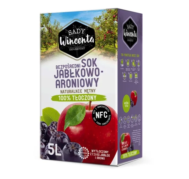 Sok jabłkowo-aroniowy tłoczony 5 l