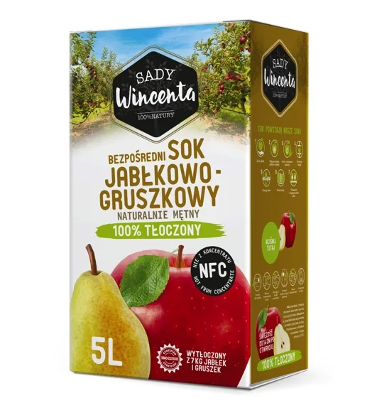 Sok jabłkowo-gruszkowy tłoczony 5 l