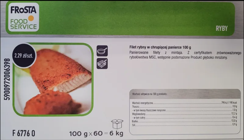 Panierowany filet rybny z mintaja 6 kg