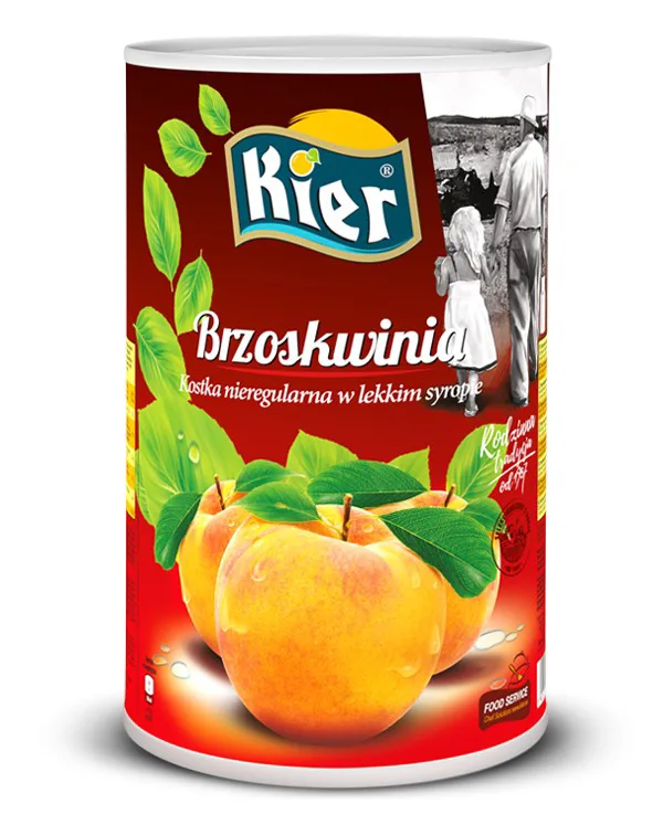 Brzoskwinia kostka nieregularna w lekkim syropie 4,1 kg (3 kg po odsączeniu)