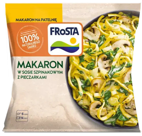 Makaron tagliatelle w sosie szpinakowym z pieczarkami 450 g