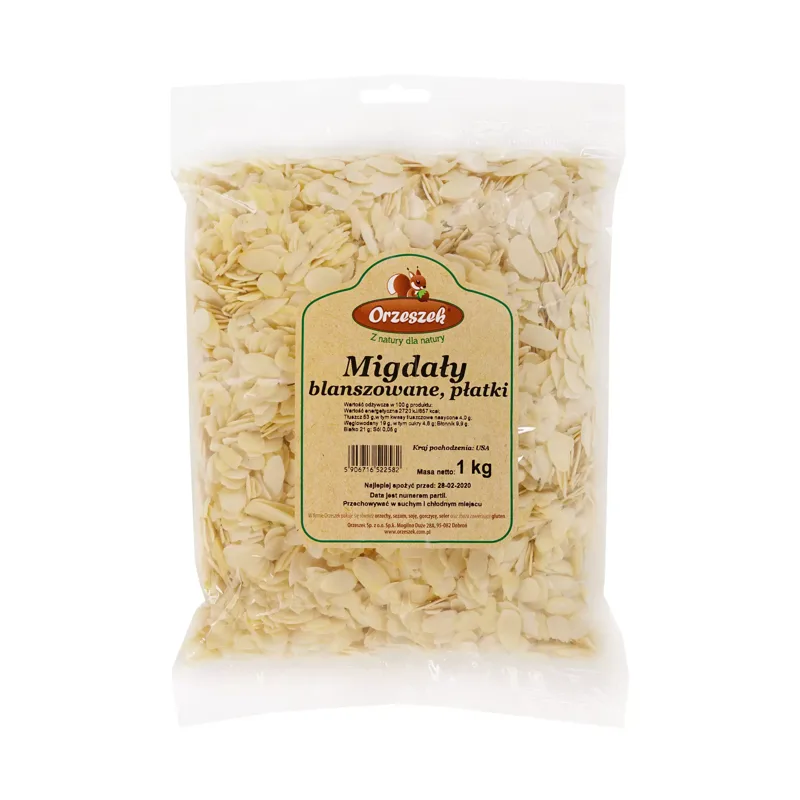 Migdały kalifornijskie blanszowane płatki 1 kg