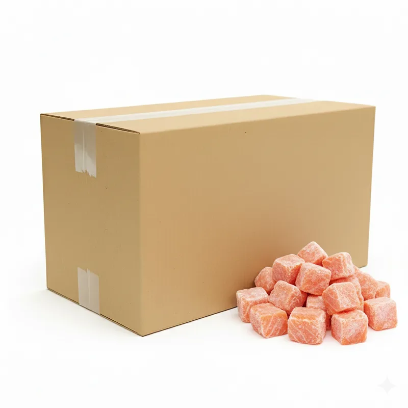 Łosoś kostka z kawałków fileta mrożona (100 g) glazura techniczna 5-8% 5 kg