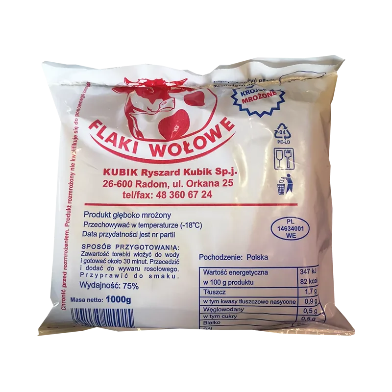 Flaki wołowe krojone mrożone 1 kg