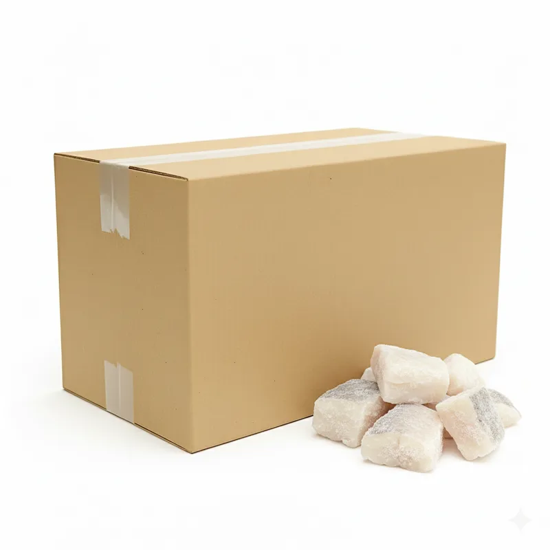 Mintaj kostka z kawałków fileta bez polifosforanów mrożona IQF (ok. 100 g) 5 kg (4,75 kg bez glazury)