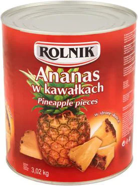 Ananas w kawałkach 3,02 kg (1,84 kg po odsączeniu)