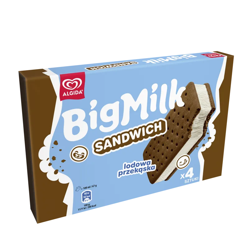 Lody sandwich Big Milk 4 × 100 ml