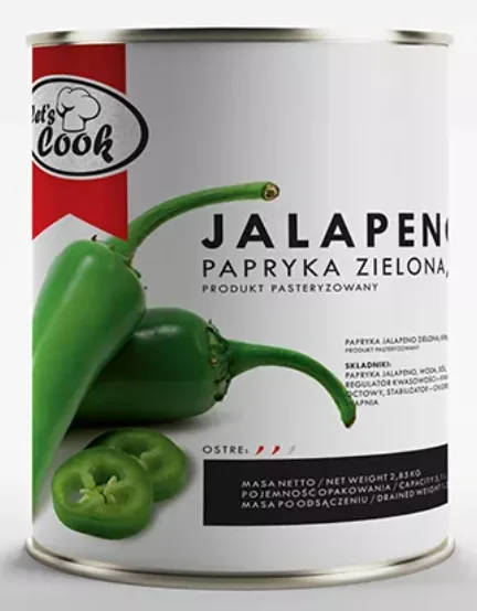 Papryka jalapeno zielona krążki 3 kg (1,7 kg po odsączeniu)