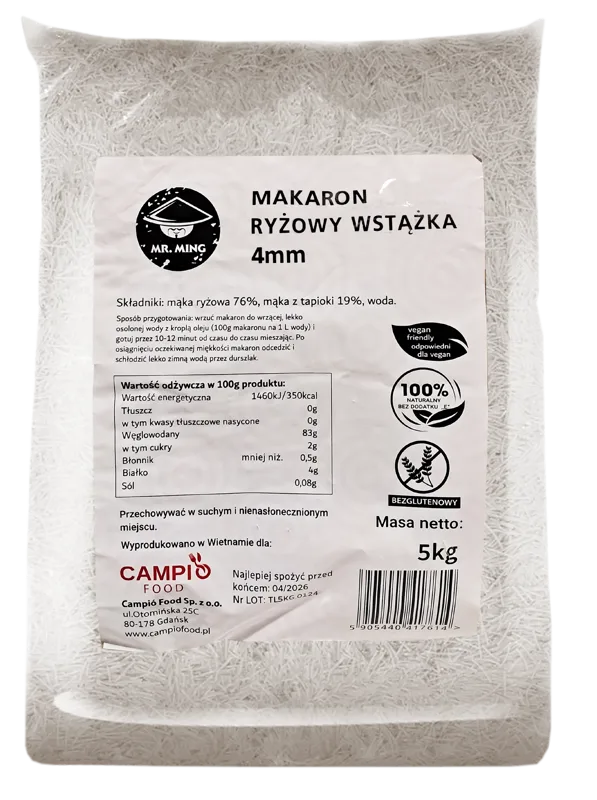Makaron ryżowy wstążka 4 mm 5 kg