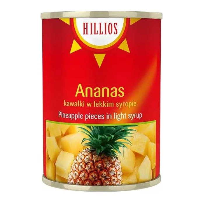 Ananas kawałki w lekkim syropie 580 ml (340 g po odsączeniu)