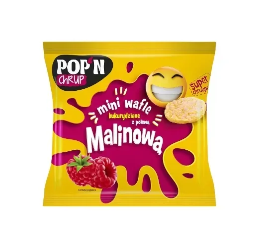 Wafle mini kukurydziane z polewą malinową 35 g
