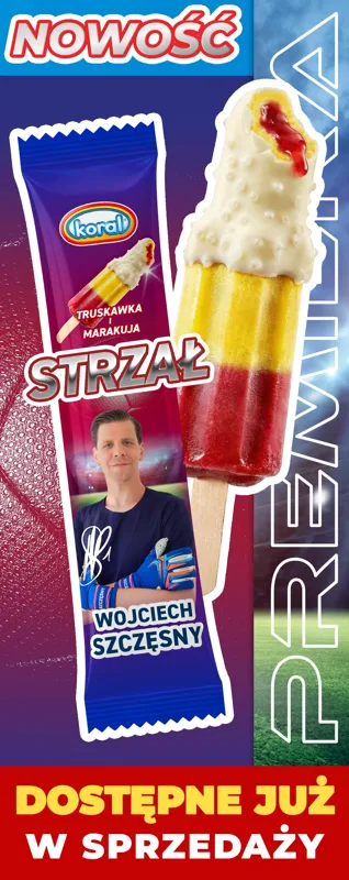 Lody sorbetowe Strzał truskawka-marakuja w polewie z gumy balonowej 60 ml
