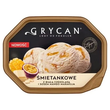 Lody śmietankowe z białą czekoladą i sosem mango-marakuja 900 ml