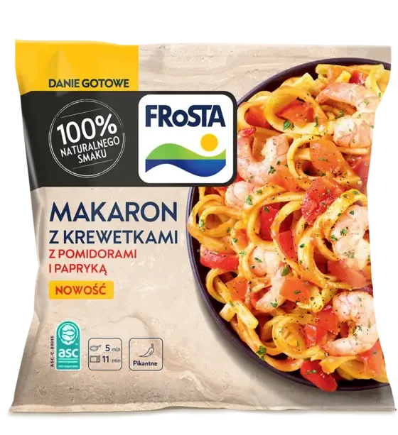 Makaron z krewetkami, pomidorami i papryką 400 g