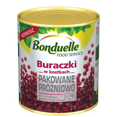 Buraczki czerwone w kostkach pakowane próżniowo 2,295 kg (1,95 kg po odsączeniu)