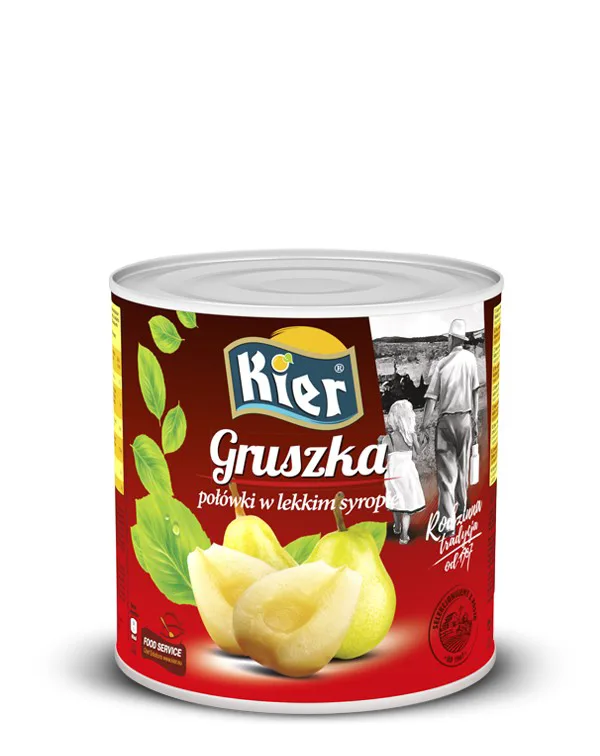 Gruszki Williams połówki w lekkim syropie 2,5 kg (1,43 kg po odsączeniu)