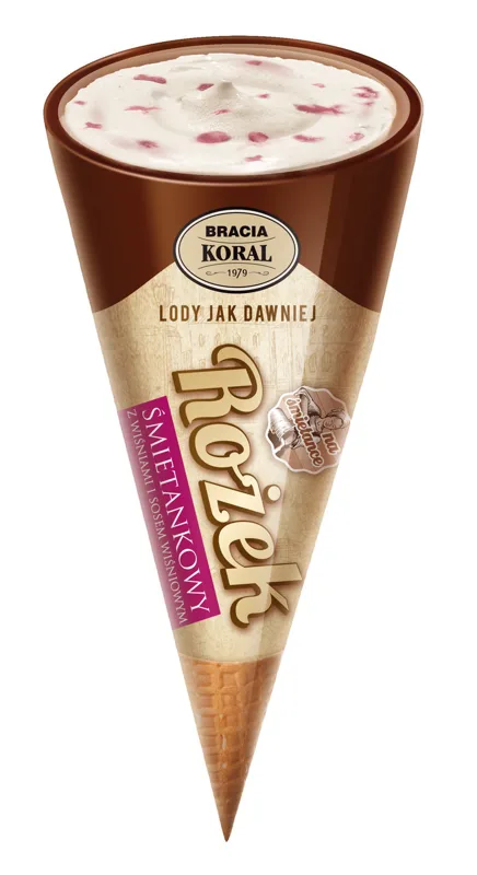 Lody w rożku śmietankowo-wiśniowe 180 ml
